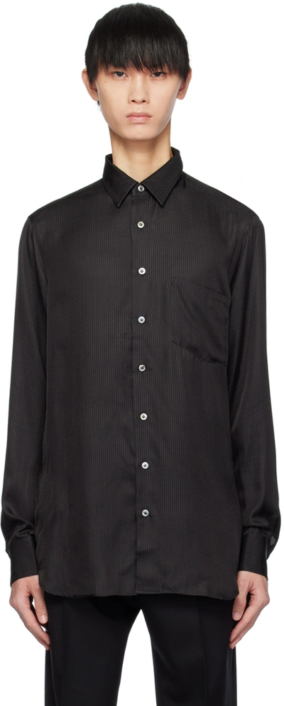 Lardini Black Striped Shirt In 999 Black