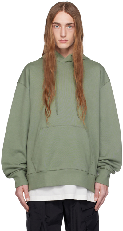 Y-3 Green Drawstring Hoodie In Stone Green