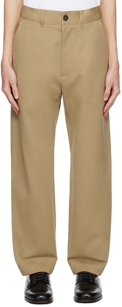 Studio Nicholson Sorte Cotton Trousers In Beige