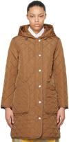 Burberry Hooded Quilted Padded Shell Coat In Dusty Caramel