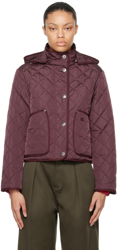 Burberry Quilted Hooded Jacket In Deep Claret