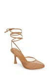 Jeffrey Campbell Giselle Ankle Wrap Mesh Sandal In Natural/ Natural