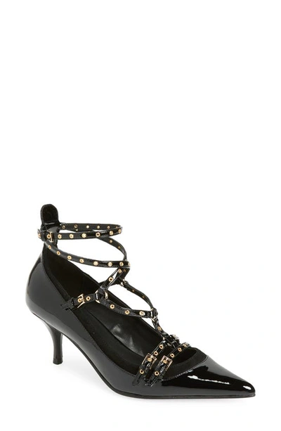 Jeffrey Campbell Resilient Pointed Toe Pump In Black Patent Suede