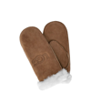 Shop Ugg Sheepskin Embroider Chestnut Mittens In Brown