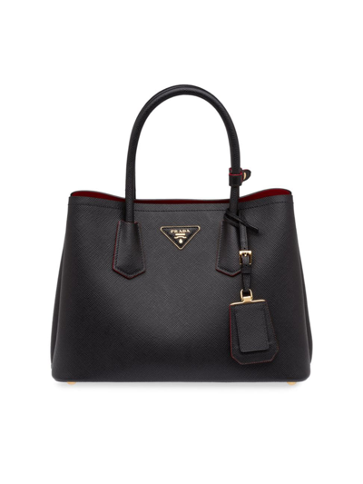 Prada Women's Small Saffiano Leather Double Bag In Black