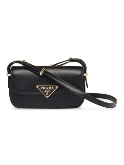 Prada Women's Leather Shoulder Bag In Black