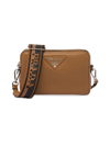 Prada Leather Bag With Shoulder Strap In Brown