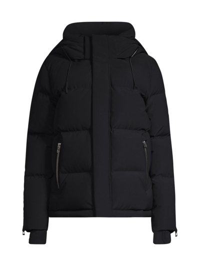 Rudsak + Net Sustain Danna Appliquéd Quilted Hooded Soft-stretch Down Ski Jacket In Black