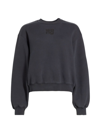 Alexander Wang T Women's Essential Terry Logo Crewneck Sweatshirt In Soft Obsidian