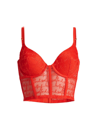 Wolford Women's Logo Obsessed Bustier Crop Top In Red Glow