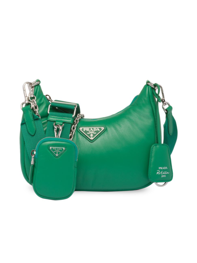 Prada Padded Nappa-leather Re-edition Shoulder Bag In Green