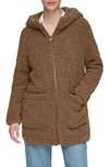 Andrew Marc Seneca Faux Shearling Hooded Jacket In Walnut