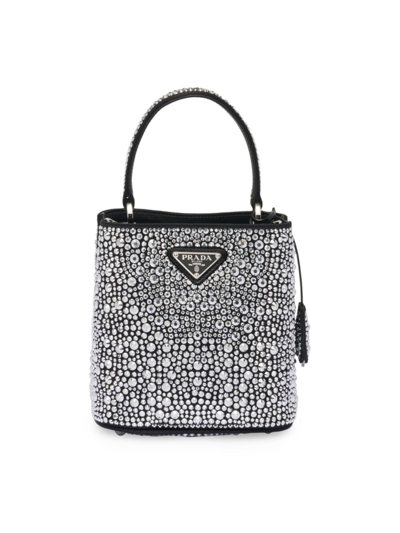 Prada Panier Satin Bag With Crystals In Metal