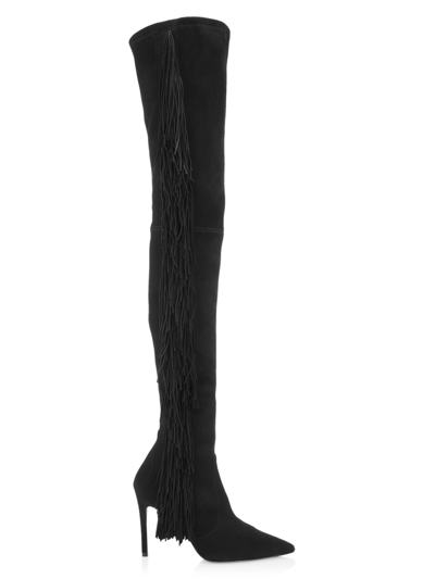 Stuart Weitzman Women's Ultrastuart Fringe 100mm Suede Over-the-knee Boots In Black