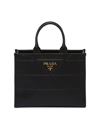 Prada Women's Medium Leather Symbole Tote Bag With Topstitching In Black