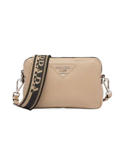 Prada Leather Bag With Shoulder Strap In Beige Khaki