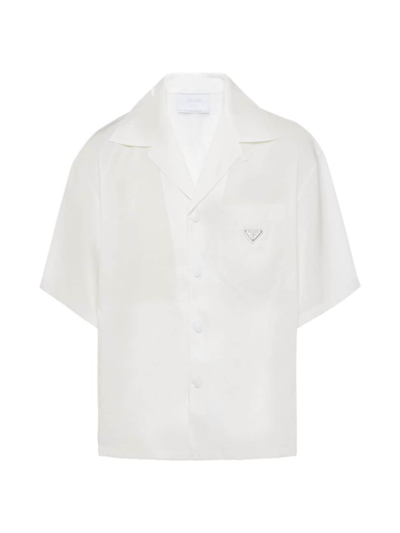 Prada Re-nylon Short-sleeved Shirt In White