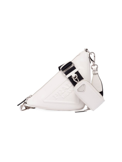 Prada Triangle Terrycloth Shoulder Bag In White