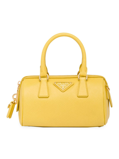 Prada Saffiano Leather Top-handle Bag In Yellow