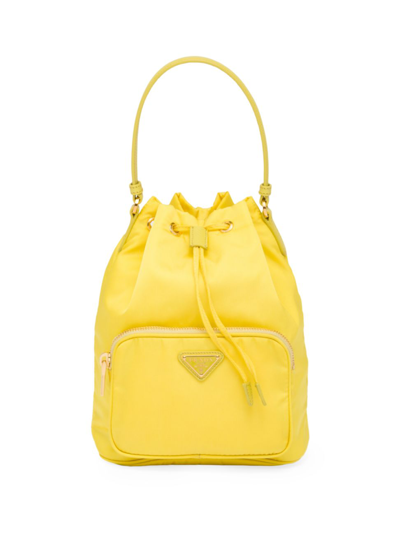 Prada Duet Re-nylon Shoulder Bag In Yellow