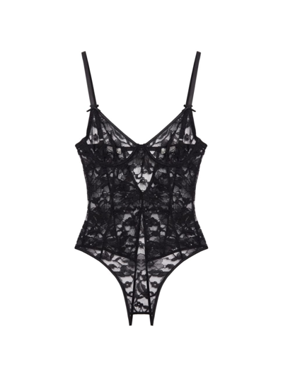 FLEUR DU MAL WOMEN'S MAGNOLIA LACE OUVERT BODYSUIT