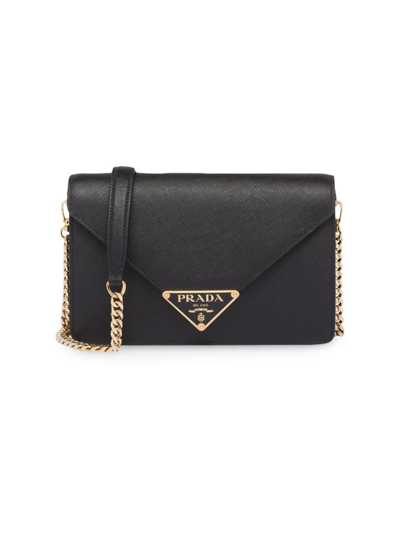 Prada Women's Saffiano Leather Shoulder Bag In Black