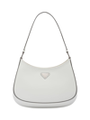 Prada Cleo Brushed Leather Shoulder Bag In White