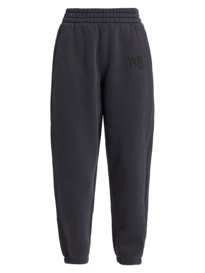 Alexander Wang T Women's Essential Terry Logo Sweatpants In Soft Obsidian