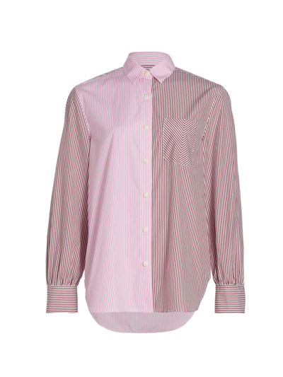 Rag & Bone Maxine Multi-stripe Button-front Shirt In Pink Multi
