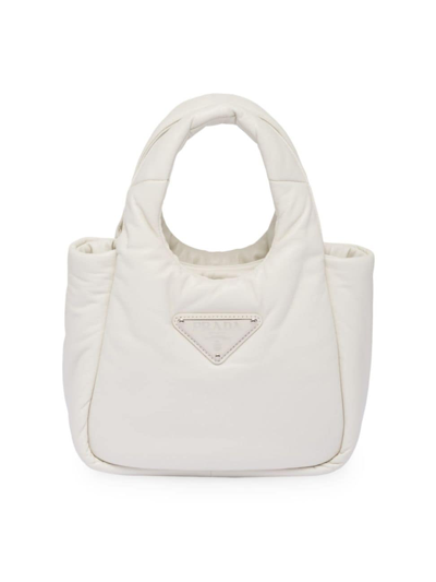 Prada Mini Padded Nappa-leather Soft Handbag In White