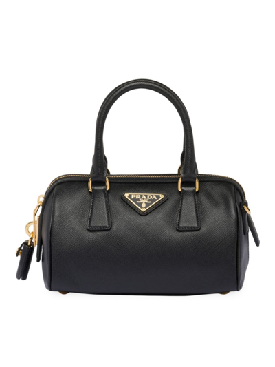 Prada Saffiano Leather Top-handle Bag In Black