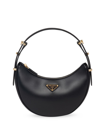 Prada Women's Arqué Leather Shoulder Bag In Black