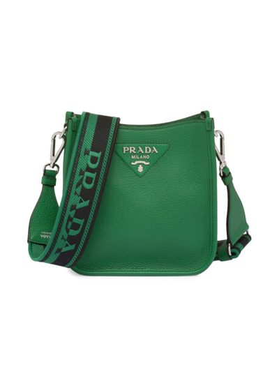 Prada Leather Mini Shoulder Bag In Green