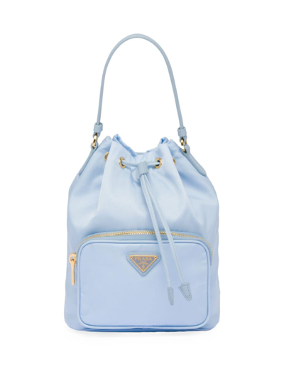 Prada Duet Re-nylon Shoulder Bag In Light Blue