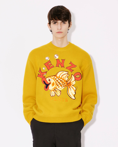 Kenzo ' Kingyo' Goldfish Embroidered Jumper Honey Mens