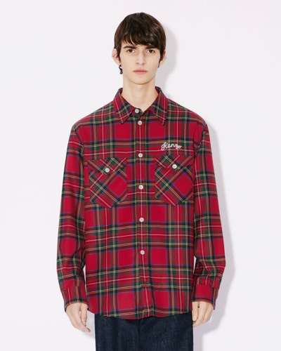 Kenzo Checked Military Jacket Cherry Red In Cerise