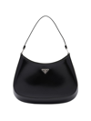 Prada Women's Cleo Brushed Leather Shoulder Bag In Black