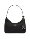 Prada Re-edition 2000 Zip Shoulder Bag In Black