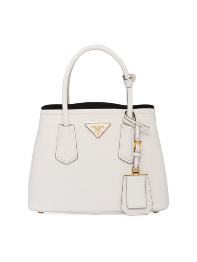 Prada Women's Double Saffiano Leather Mini Bag In White