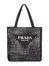 Prada Women's Raffia Tote Bag In Black