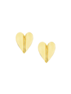 CADAR WOMEN'S WINGS OF LOVE LARGE 18K YELLOW GOLD HEART STUD EARRINGS