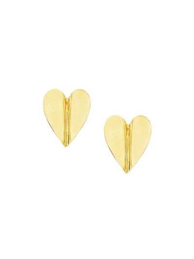 Cadar Women's Wings Of Love Large 18k Yellow Gold Heart Stud Earrings