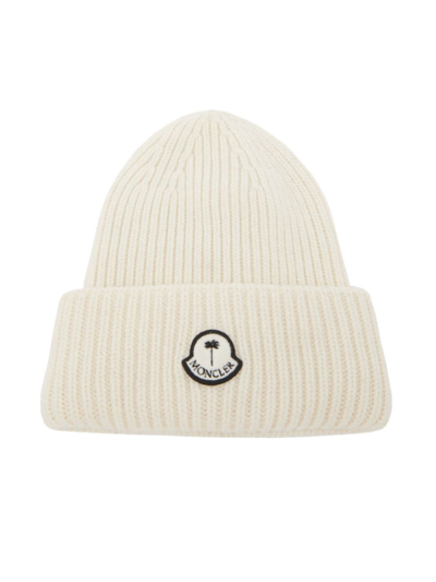 Moncler Genius Moncler X Palm Angels Logo Patch Beanie In Off White