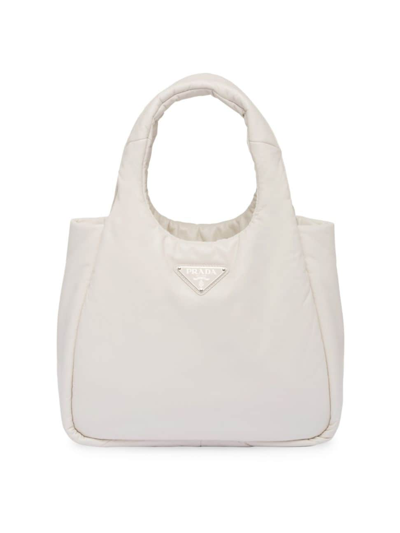 Prada Medium Padded Soft Nappa Leather Bag In White