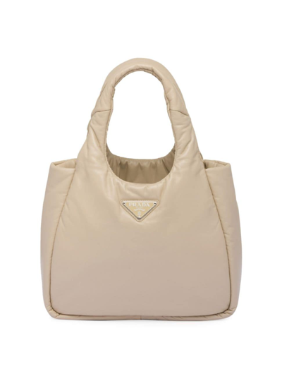 Prada Medium Soft Tote Bag In Cream
