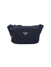 Prada Men's Re-nylon And Saffiano Leather Shoulder Bag In Navy