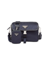 Prada Men's Re-nylon And Saffiano Leather Shoulder Bag In Blue
