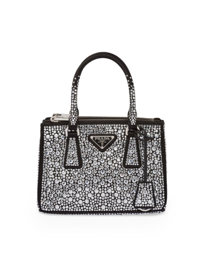Prada Galleria Satin Mini-bag With Crystals In Assorted