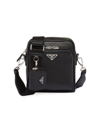 PRADA MEN'S LEATHER SHOULDER BAG WITH POUCH