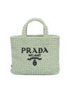 Prada Small Raffia Tote Bag In Green